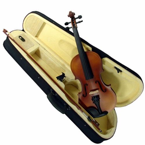 PAQUETE CON VIOLIN 4/4 CON ARCO,CUERDAS,ESTUCHE,HOMBRERA,ATRIL,AFINADOR Y BREA