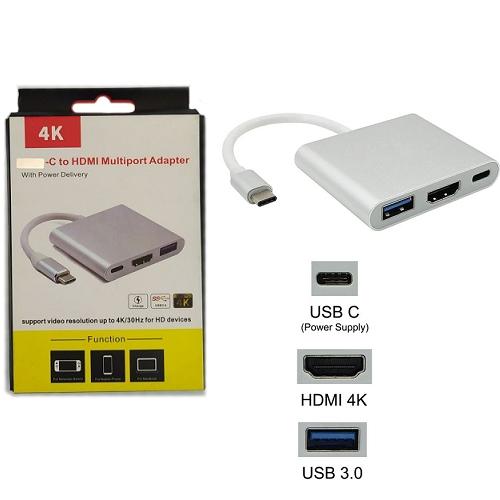 ADAPTADOR ´C¨ A HDMI 4K, USB 3.1, JACK ¨C¨ CARGA