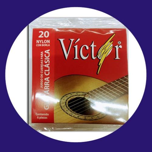 JUEGO DE CUERDAS VICTOR NYLON NEGRAS CON BORLA PARA GUITARRA