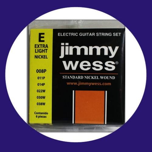 JUEGO DE CUERDAS JIMMY WESS EXTRA LIGHT GUITARRA ELECTRICA NIQUEL .008