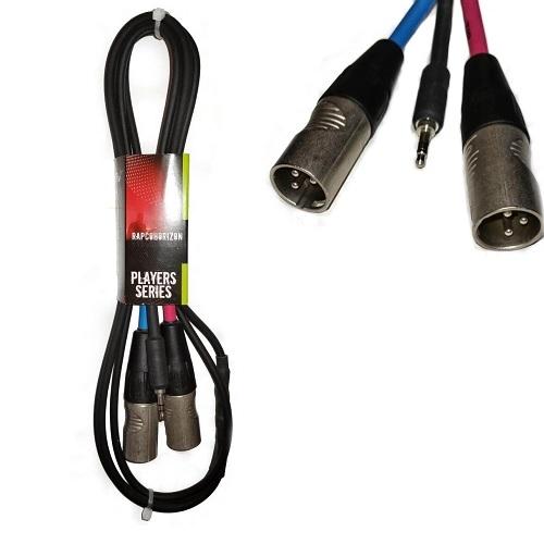 CABLE PLUG 3,5 EST A 2 PLUG CANON  1.5MTS MEJOR CALIDAD REFORZADO