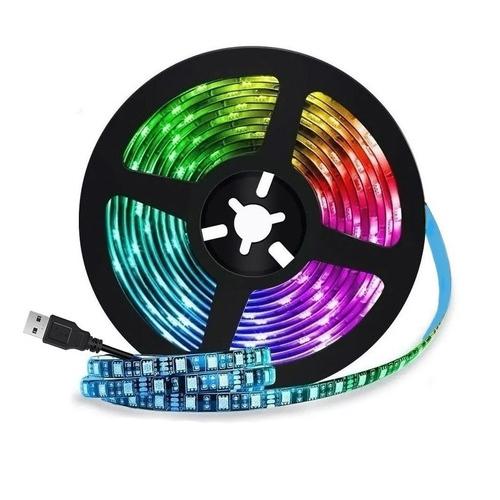 TIRA LED USB RGB CON BLANCO CALIDO 2MTS Y CONTROL REMOTO