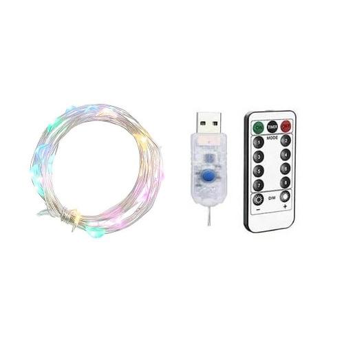 TIRA ALAMBRE LED RGB CON BLANCO CALIDO  10 METROS USB CON FUNCIONES Y CONTROL REMOTO EXTERIOR