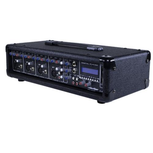 CONSOLA AMPLIFICADA DE 4 CANALES, USB, BLUETOOTH, FM, 150W A 4 OHMS SCHALTER
