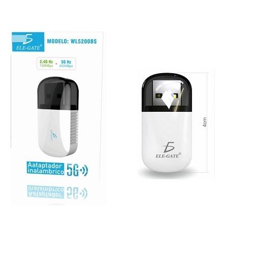 MINI ADAPTADOR USB WIFI INALAMBRICO 5G Y BLUETOOTH 2 EN 1