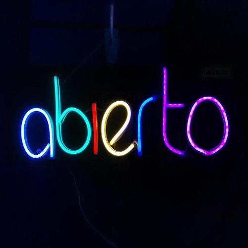 LETRERO LED TIPO NEON ABIERTO MDF