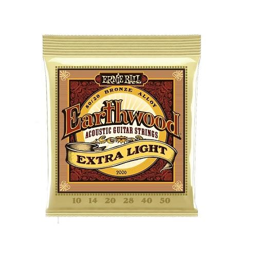 JUEGO DE CUERDAS ERNIE BALL EARTHWOOD PARA GUITARRA ACUSTICA EXTRA LIGHT